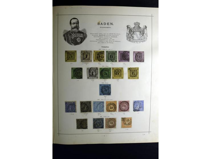 1840/90, ungebrauchte und gestempelte reichhaltige Sammlung mit vielen guten Werten und Sätzen, besonders bei Europa, aber au