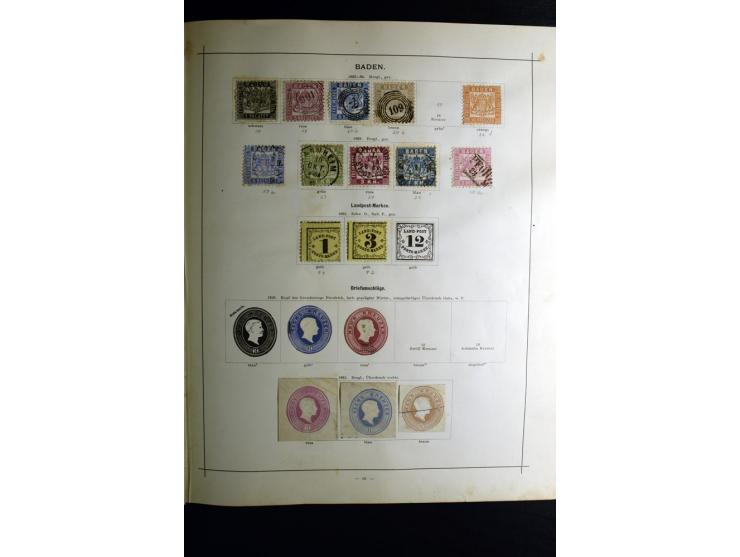 1840/90, ungebrauchte und gestempelte reichhaltige Sammlung mit vielen guten Werten und Sätzen, besonders bei Europa, aber au