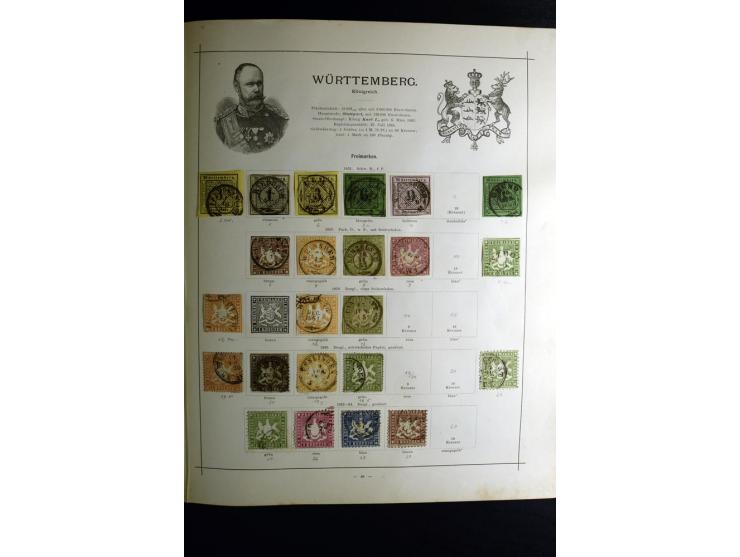 1840/90, ungebrauchte und gestempelte reichhaltige Sammlung mit vielen guten Werten und Sätzen, besonders bei Europa, aber au