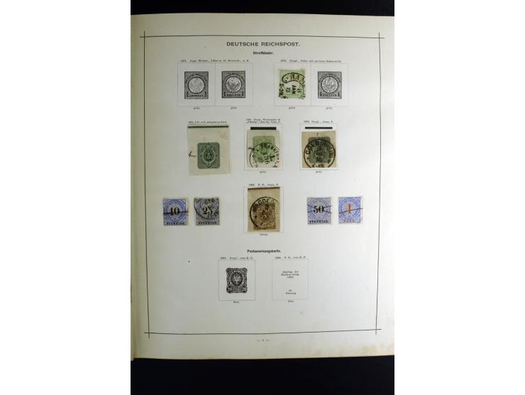 1840/90, ungebrauchte und gestempelte reichhaltige Sammlung mit vielen guten Werten und Sätzen, besonders bei Europa, aber au