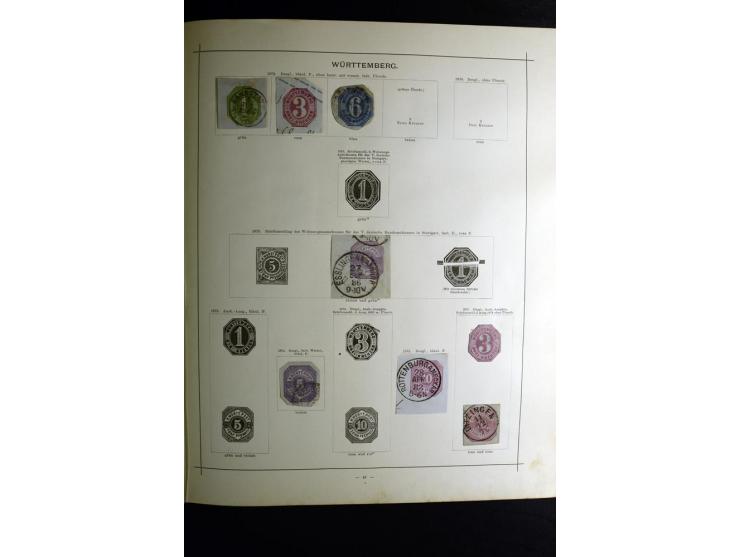1840/90, ungebrauchte und gestempelte reichhaltige Sammlung mit vielen guten Werten und Sätzen, besonders bei Europa, aber au