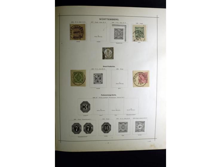 1840/90, ungebrauchte und gestempelte reichhaltige Sammlung mit vielen guten Werten und Sätzen, besonders bei Europa, aber au