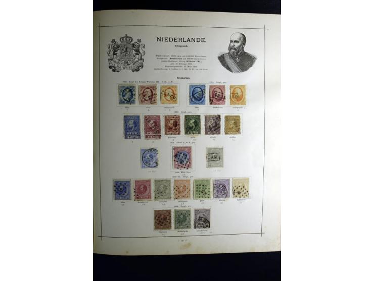 1840/90, ungebrauchte und gestempelte reichhaltige Sammlung mit vielen guten Werten und Sätzen, besonders bei Europa, aber au