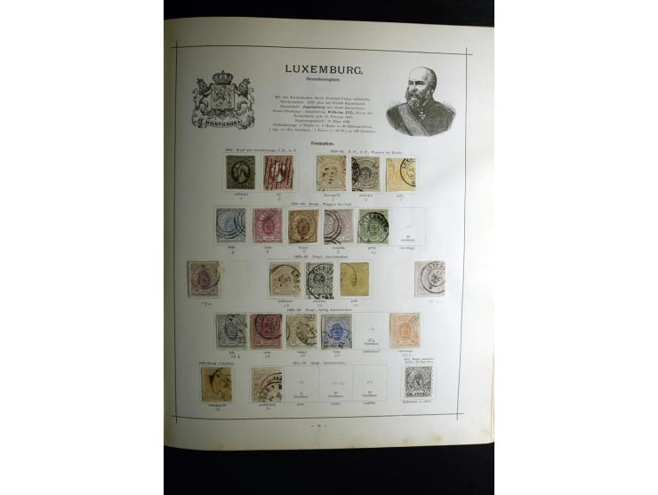 1840/90, ungebrauchte und gestempelte reichhaltige Sammlung mit vielen guten Werten und Sätzen, besonders bei Europa, aber au
