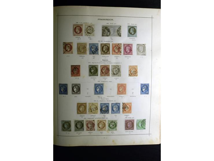 1840/90, ungebrauchte und gestempelte reichhaltige Sammlung mit vielen guten Werten und Sätzen, besonders bei Europa, aber au