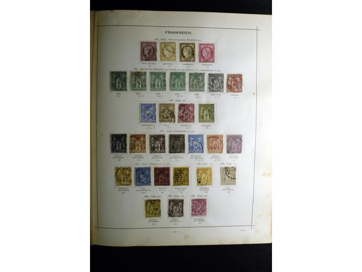 1840/90, ungebrauchte und gestempelte reichhaltige Sammlung mit vielen guten Werten und Sätzen, besonders bei Europa, aber au