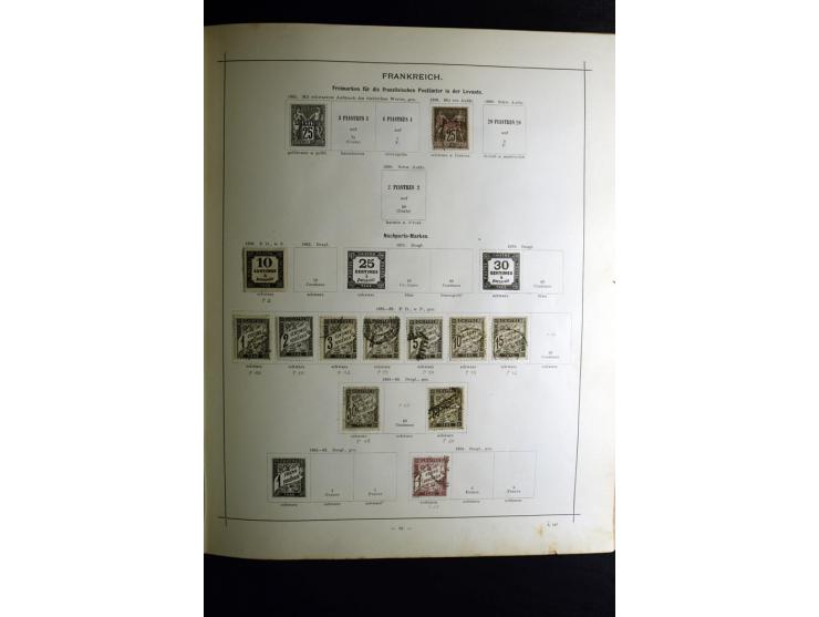 1840/90, ungebrauchte und gestempelte reichhaltige Sammlung mit vielen guten Werten und Sätzen, besonders bei Europa, aber au