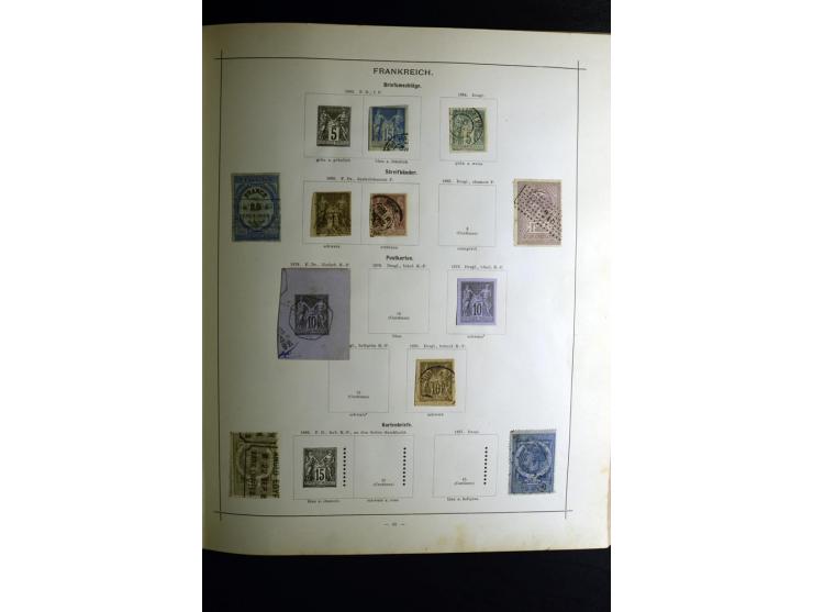 1840/90, ungebrauchte und gestempelte reichhaltige Sammlung mit vielen guten Werten und Sätzen, besonders bei Europa, aber au