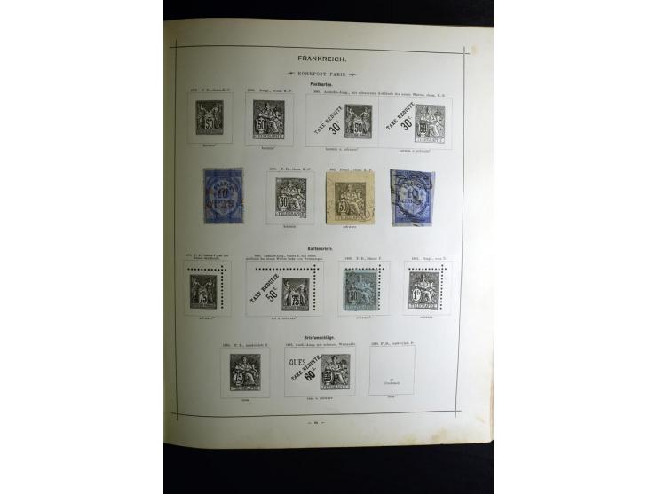 1840/90, ungebrauchte und gestempelte reichhaltige Sammlung mit vielen guten Werten und Sätzen, besonders bei Europa, aber au