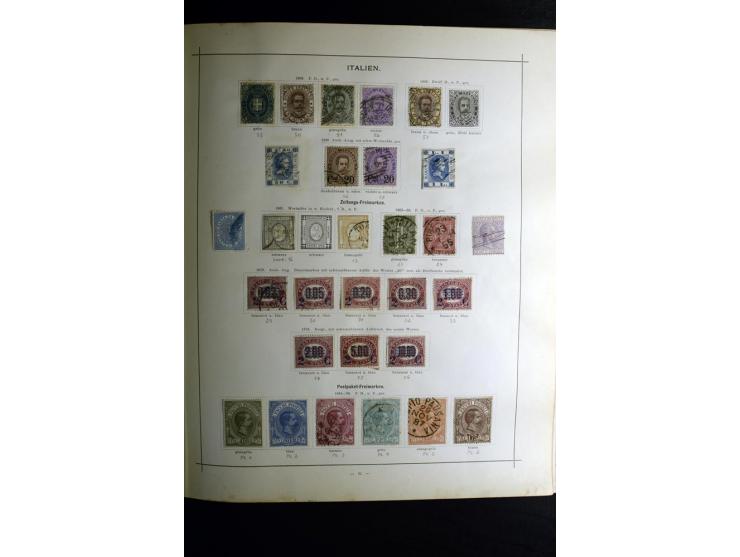 1840/90, ungebrauchte und gestempelte reichhaltige Sammlung mit vielen guten Werten und Sätzen, besonders bei Europa, aber au