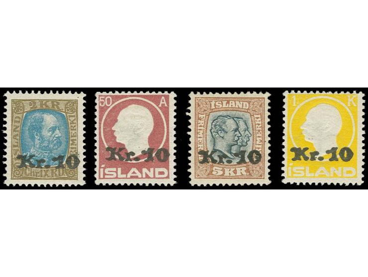 1924/30, all four 10 kr. values unused, 1930 issue with certificate APS
