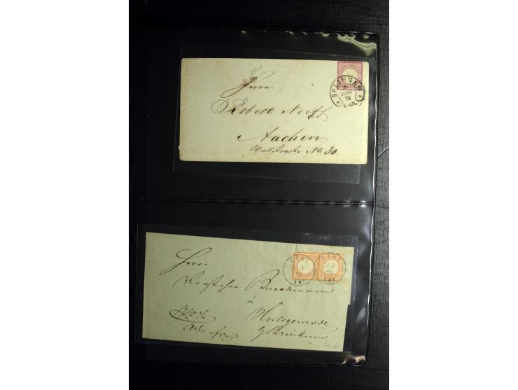 1850/1946 (ca.), über 100 Briefe und Karten mit diversen interessanten Stücken, dabei ILA-Karte, viele Nachporto-Belege, Belg