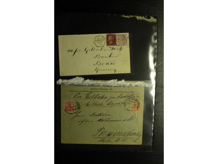 1850/1946 (ca.), über 100 Briefe und Karten mit diversen interessanten Stücken, dabei ILA-Karte, viele Nachporto-Belege, Belg