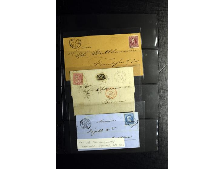 1850/1946 (ca.), über 100 Briefe und Karten mit diversen interessanten Stücken, dabei ILA-Karte, viele Nachporto-Belege, Belg