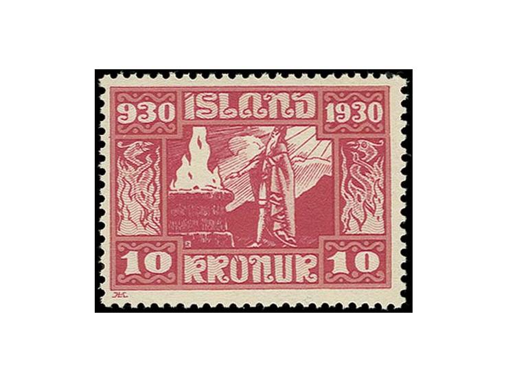 1930, Althing 3 a.-10 kr. with airmail stamp, unmounted mint, very fine (Mi. 700,-)