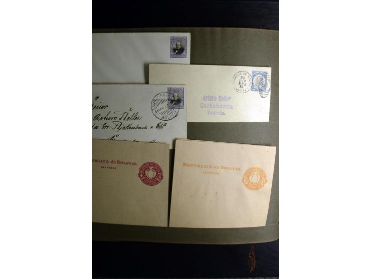 1880/1940 (ca.), großes altes Album mit einigen hundert ungebrauchten und gestempelten Ganzsachen, Schwerpunkt Südamerika mit