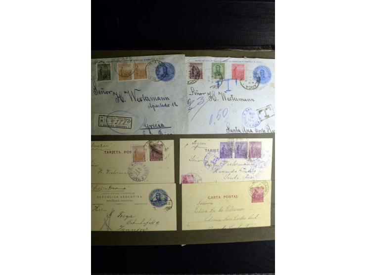 1880/1940 (ca.), großes altes Album mit einigen hundert ungebrauchten und gestempelten Ganzsachen, Schwerpunkt Südamerika mit