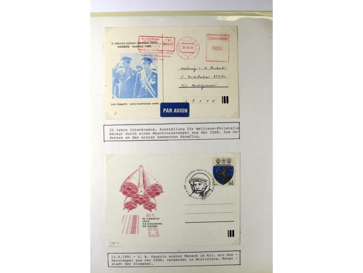 GAGARIN: Interessante Sammlung auf insgesamt über 70 Blättern, dabei verschiedene Marken, Sonderstempel in verschiedenen Farb