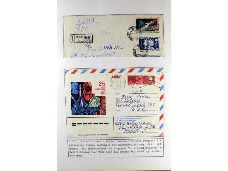 GAGARIN: Interessante Sammlung auf insgesamt über 70 Blättern, dabei verschiedene Marken, Sonderstempel in verschiedenen Farb