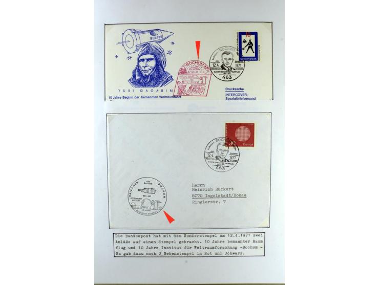 GAGARIN: Interessante Sammlung auf insgesamt über 70 Blättern, dabei verschiedene Marken, Sonderstempel in verschiedenen Farb