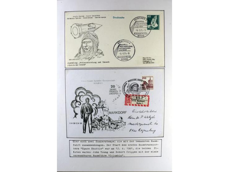 GAGARIN: Interessante Sammlung auf insgesamt über 70 Blättern, dabei verschiedene Marken, Sonderstempel in verschiedenen Farb