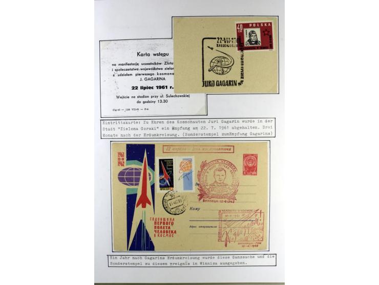 GAGARIN: Interessante Sammlung auf insgesamt über 70 Blättern, dabei verschiedene Marken, Sonderstempel in verschiedenen Farb