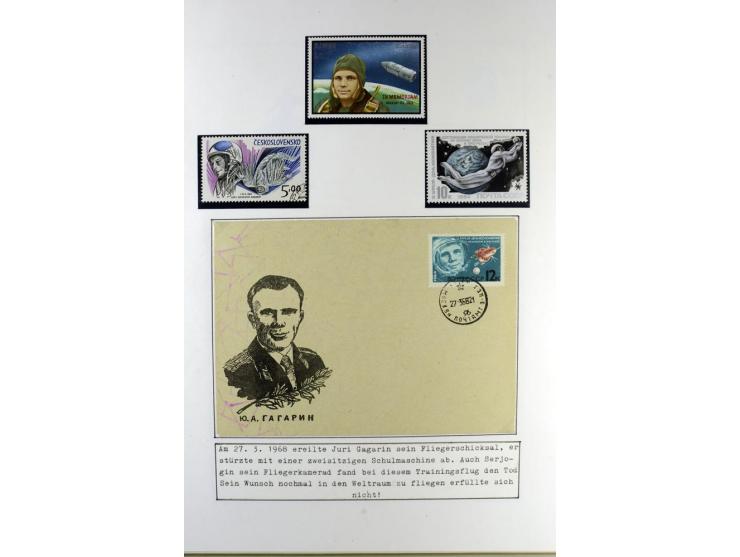 GAGARIN: Interessante Sammlung auf insgesamt über 70 Blättern, dabei verschiedene Marken, Sonderstempel in verschiedenen Farb