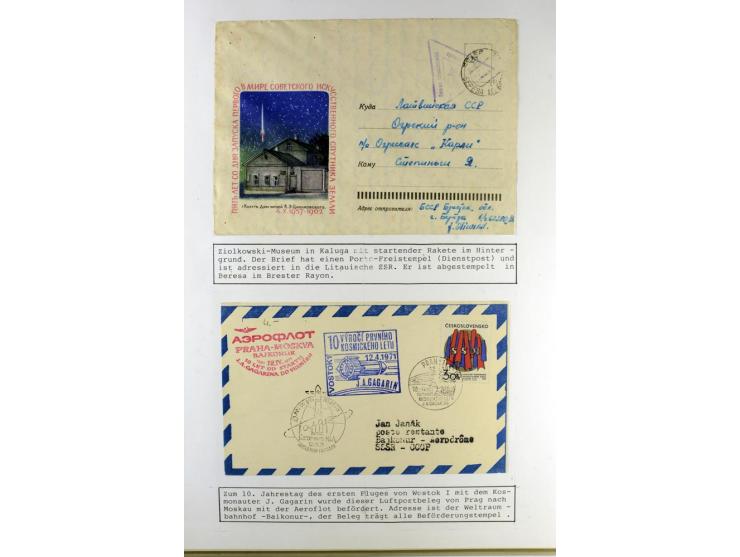 GAGARIN: Interessante Sammlung auf insgesamt über 70 Blättern, dabei verschiedene Marken, Sonderstempel in verschiedenen Farb
