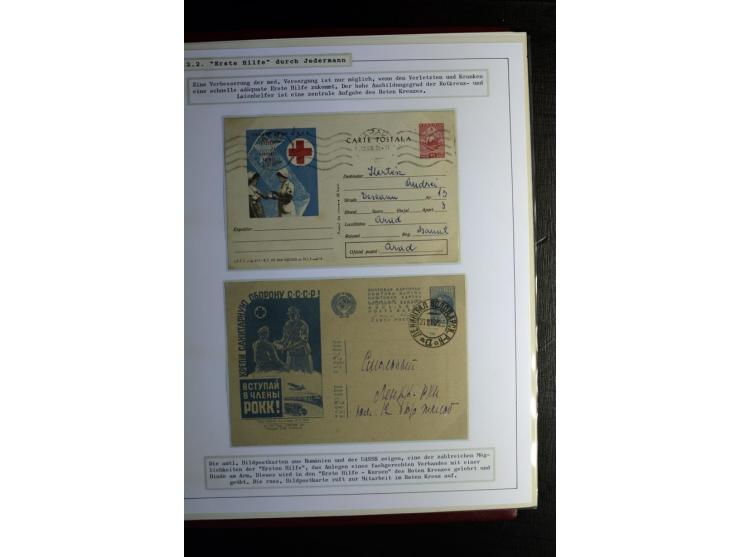 Rotes Kreuz: 1870/1990 (ca.), Ausstellungs-Sammlung "Eine Idee erobert die Welt" auf 60 Seiten plus Ergänzungsband mit 37 Sei