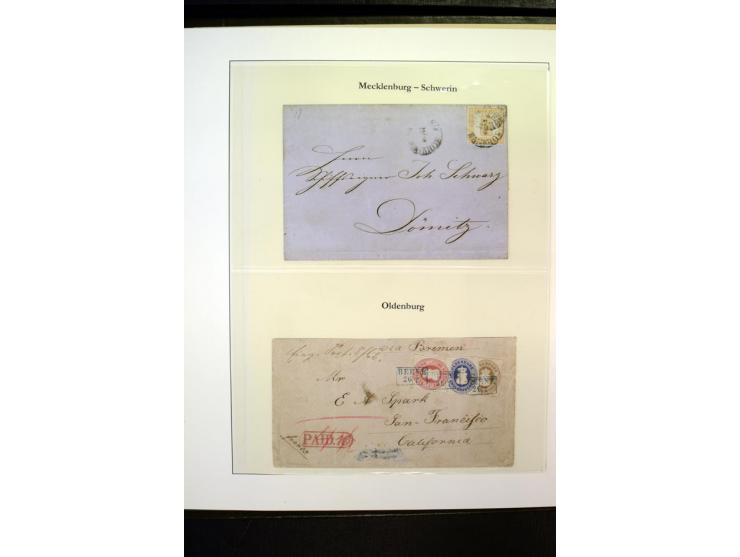 1850/67 (ca.), ungewöhnliche, aber hochinteressante Sammlung von 37 Marken (teils auf Briefstück) und 38 frankierten Ganzstüc