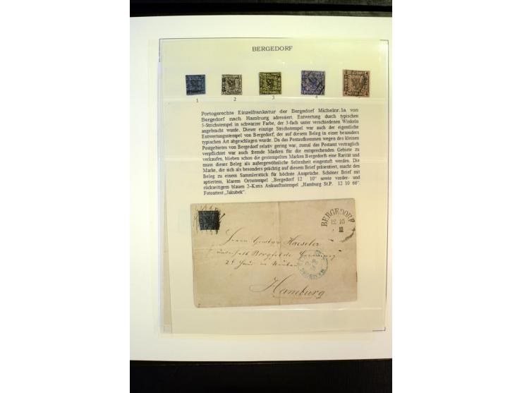 1850/67 (ca.), ungewöhnliche, aber hochinteressante Sammlung von 37 Marken (teils auf Briefstück) und 38 frankierten Ganzstüc