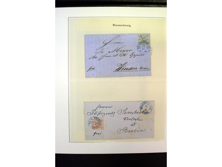 1850/67 (ca.), ungewöhnliche, aber hochinteressante Sammlung von 37 Marken (teils auf Briefstück) und 38 frankierten Ganzstüc
