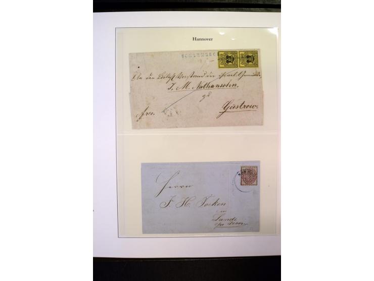 1850/67 (ca.), ungewöhnliche, aber hochinteressante Sammlung von 37 Marken (teils auf Briefstück) und 38 frankierten Ganzstüc