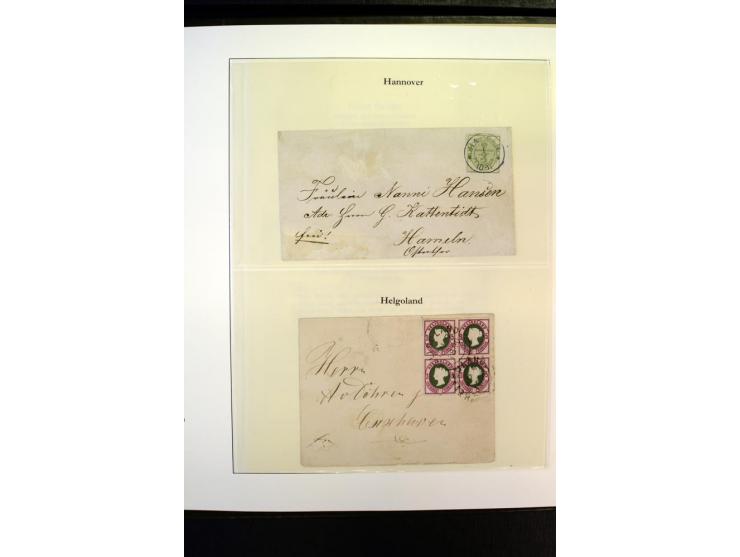1850/67 (ca.), ungewöhnliche, aber hochinteressante Sammlung von 37 Marken (teils auf Briefstück) und 38 frankierten Ganzstüc