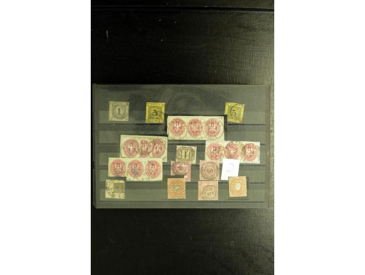 1850/1911 (ca.), ungebrauchte und gestempelte Partie, dabei Einheiten, Briefstücke, bessere Stempel etc.
