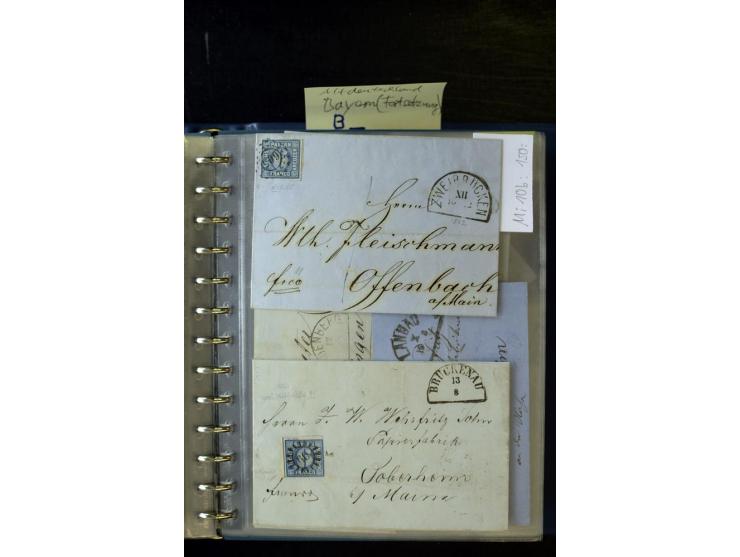 Baden bis Württemberg (ohne Preußen, NDP und Thurn & Taxis), ca. 600 Briefe und Ganzsachen mit vielen Einzel- und Mehrfachfra