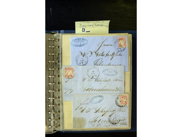 Baden bis Württemberg (ohne Preußen, NDP und Thurn & Taxis), ca. 600 Briefe und Ganzsachen mit vielen Einzel- und Mehrfachfra