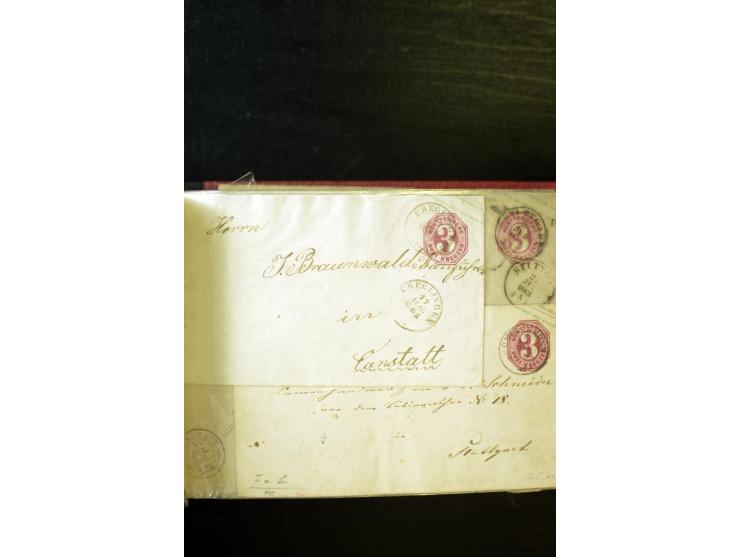 Baden bis Württemberg (ohne Preußen, NDP und Thurn & Taxis), ca. 600 Briefe und Ganzsachen mit vielen Einzel- und Mehrfachfra