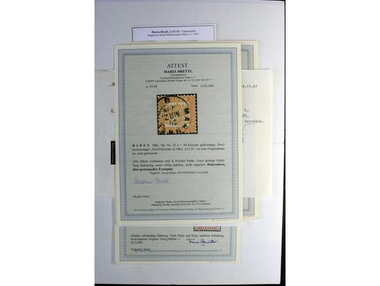 1851/68, gestempelte und wenig ungebrauchte sehr saubere Sammlung, dabei Mi.-Nr. 1-4a, 17b, 19ab, 20c ungebraucht, 21a und b,