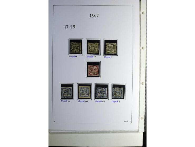 1851/68, gestempelte Sammlung mit u.a. Mi.-Nr. 1 (2), 16, 17b (Fotoattest Stegmüller BPP), 19ab, 20c, 21 (2), 22 (2), P1x+y e
