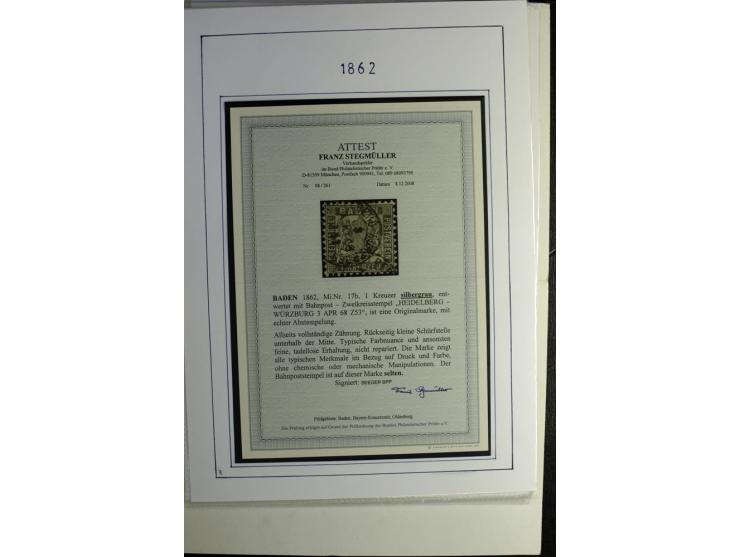 1851/68, gestempelte Sammlung mit u.a. Mi.-Nr. 1 (2), 16, 17b (Fotoattest Stegmüller BPP), 19ab, 20c, 21 (2), 22 (2), P1x+y e