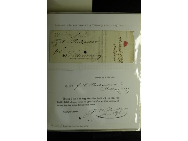 1840/1920, sehr interessante Sammlung ab Vorphila, außerdem etliche, auch bessere Ansichts- und Werbekarten, dekorative vorge