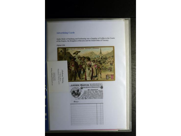 1840/1920, sehr interessante Sammlung ab Vorphila, außerdem etliche, auch bessere Ansichts- und Werbekarten, dekorative vorge