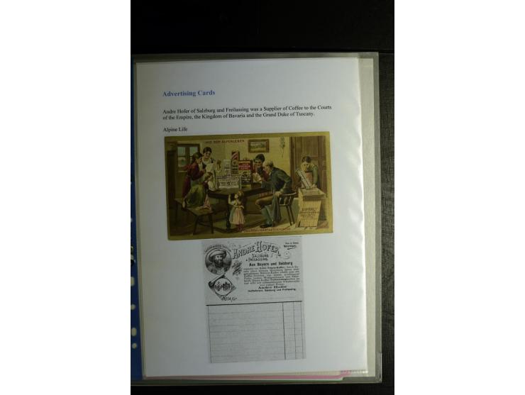 1840/1920, sehr interessante Sammlung ab Vorphila, außerdem etliche, auch bessere Ansichts- und Werbekarten, dekorative vorge