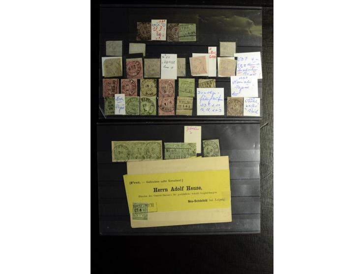 1868/71, überwiegend gestempelte Partie mit etlichen Briefen, Karten und Ganzsachen, dabei nachverwendete Stempel, Reco, Bunt