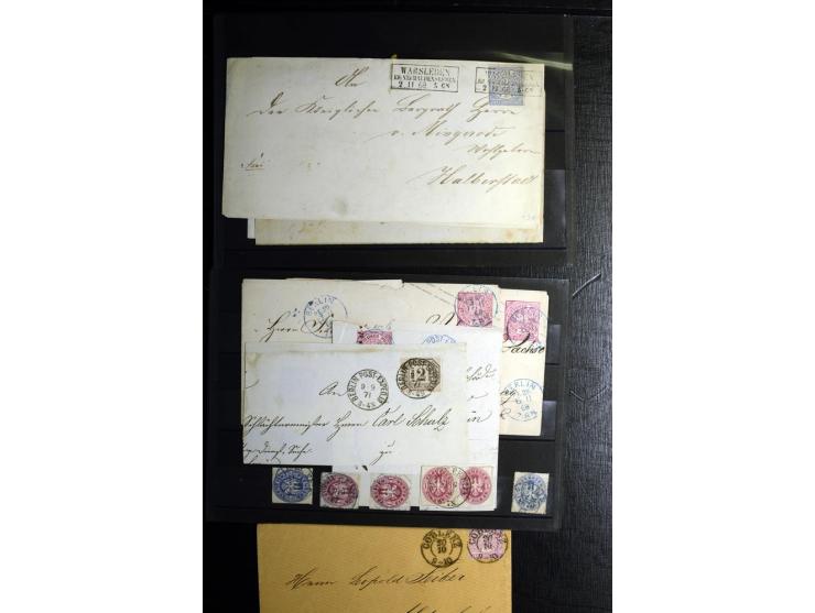 1868/71, überwiegend gestempelte Partie mit etlichen Briefen, Karten und Ganzsachen, dabei nachverwendete Stempel, Reco, Bunt