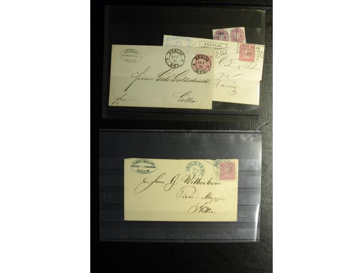 1868/71, überwiegend gestempelte Partie mit etlichen Briefen, Karten und Ganzsachen, dabei nachverwendete Stempel, Reco, Bunt
