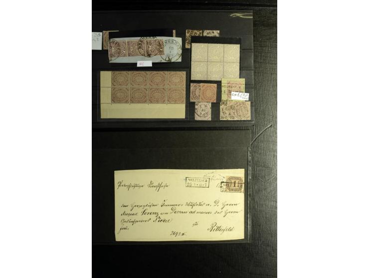 1868/71, überwiegend gestempelte Partie mit etlichen Briefen, Karten und Ganzsachen, dabei nachverwendete Stempel, Reco, Bunt