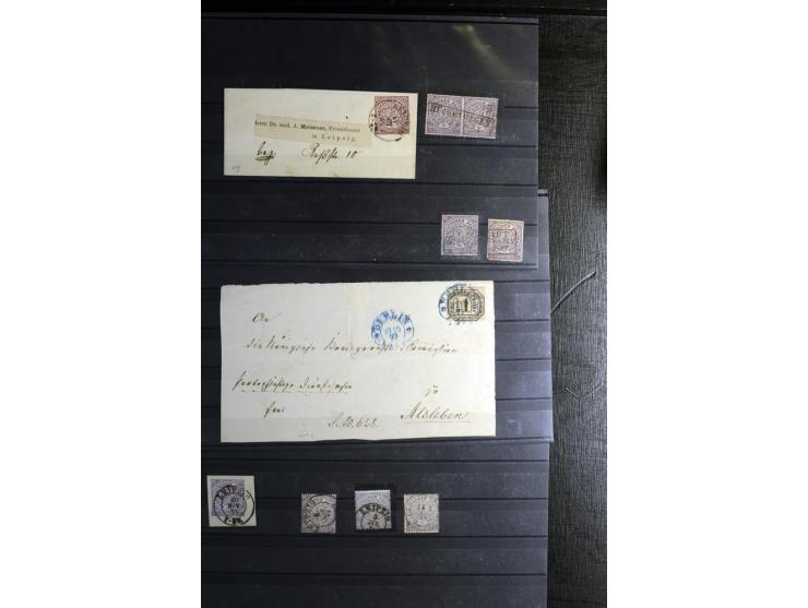 1868/71, überwiegend gestempelte Partie mit etlichen Briefen, Karten und Ganzsachen, dabei nachverwendete Stempel, Reco, Bunt