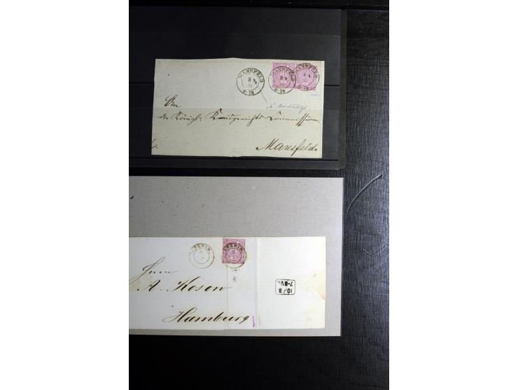 1868/71, überwiegend gestempelte Partie mit etlichen Briefen, Karten und Ganzsachen, dabei nachverwendete Stempel, Reco, Bunt